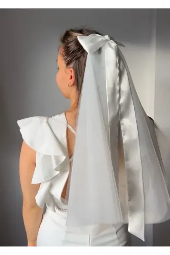 Bow Bridal Veil Bridal Cap Velet Bridal Cap, Wedding Hat Velet - 1