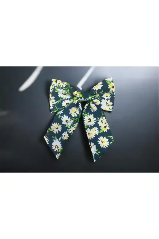 BOW CLIP - GREEN WHITE - 1
