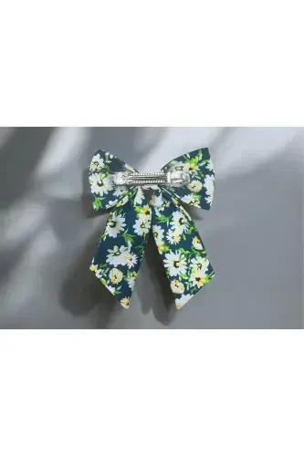 BOW CLIP - GREEN WHITE - MRS CROWN (1)
