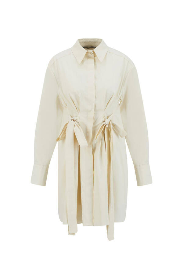 Bow Detailed Natural Fabric Tunic 24k4300 Moonstone - 1