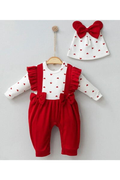 Bowknot Heart Beanie Baby Girl Romper - 3