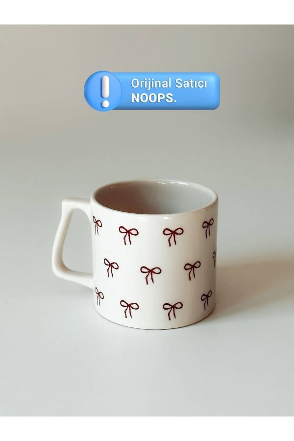 Bowknot Patterned Ceramic Coffee Mug - 2