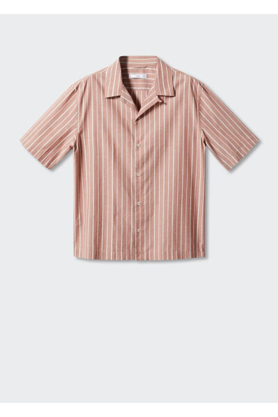 Bowling Collar 100% Cotton Striped Shirt - 3