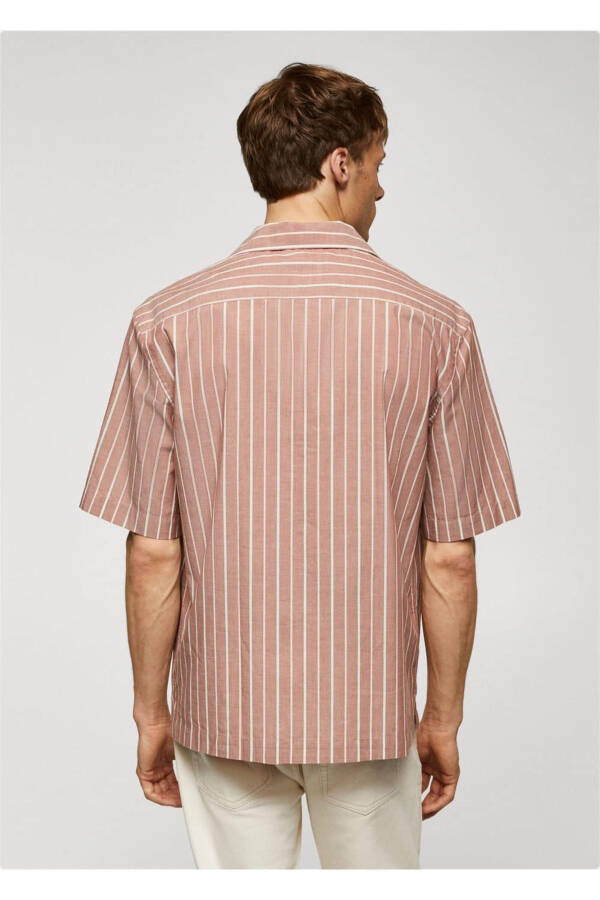 Bowling Collar 100% Cotton Striped Shirt - 4