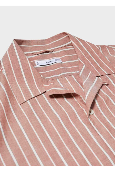 Bowling Collar 100% Cotton Striped Shirt - 6
