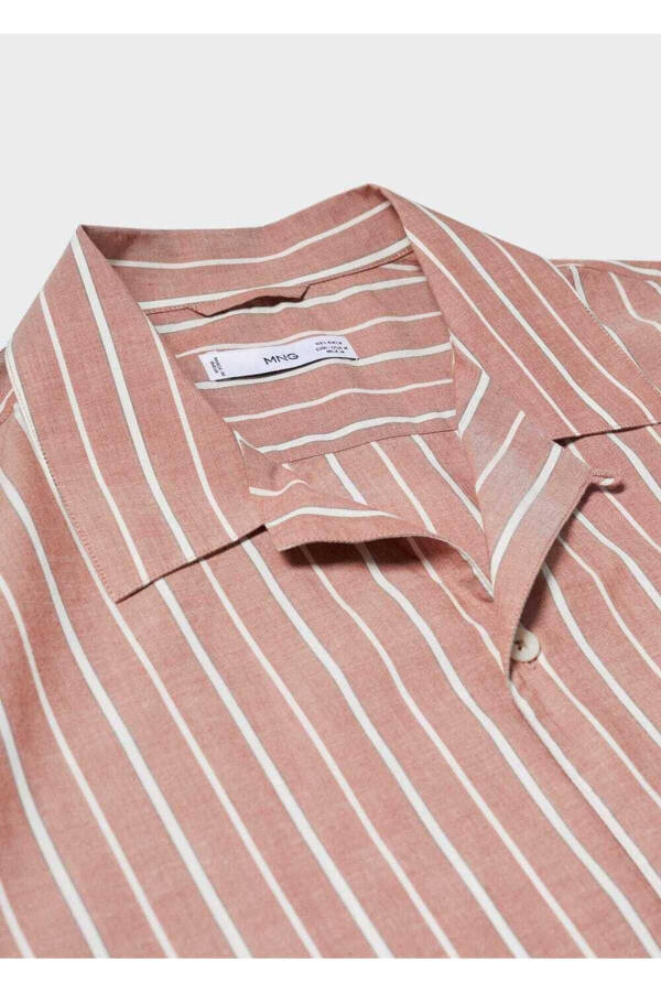Bowling Collar 100% Cotton Striped Shirt - 6