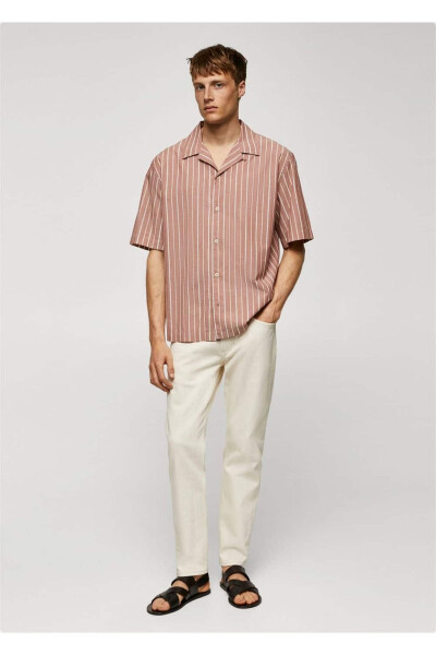 Bowling Collar 100% Cotton Striped Shirt - MANGO MAN (1)