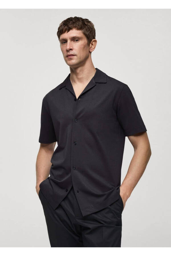 Bowling Collar Cotton Shirt - 1