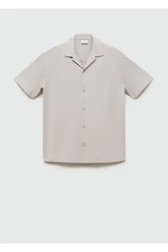 Bowling Collar Cotton Shirt-Gray - 1