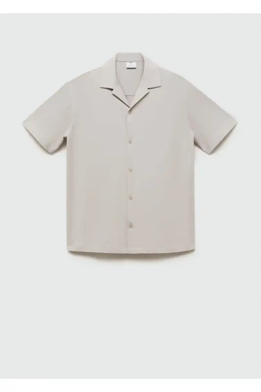 Bowling Collar Cotton Shirt-Gray - 1