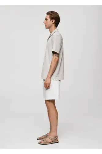 Bowling Collar Cotton Shirt-Gray - 5