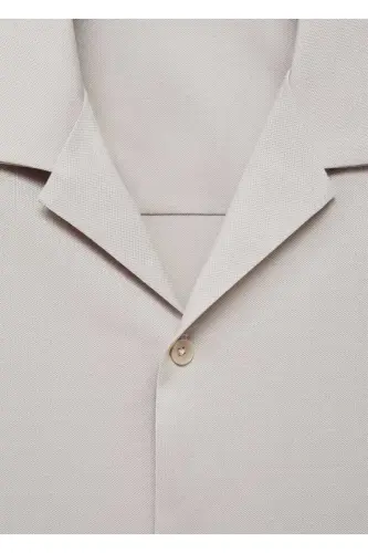 Bowling Collar Cotton Shirt-Gray - 6