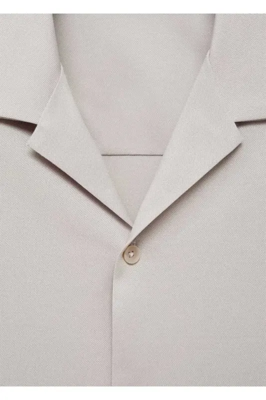 Bowling Collar Cotton Shirt-Gray - 6