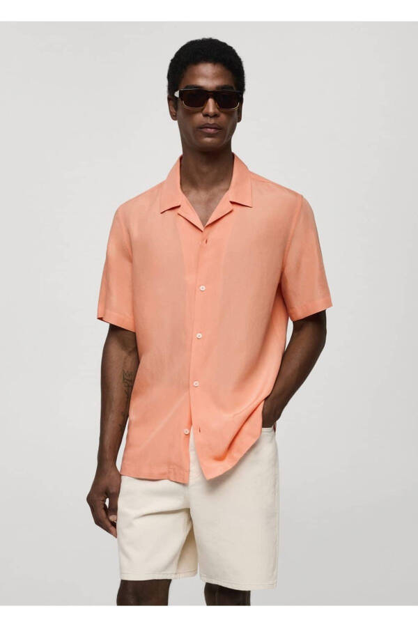 Bowling collar linen blend shirt - 1