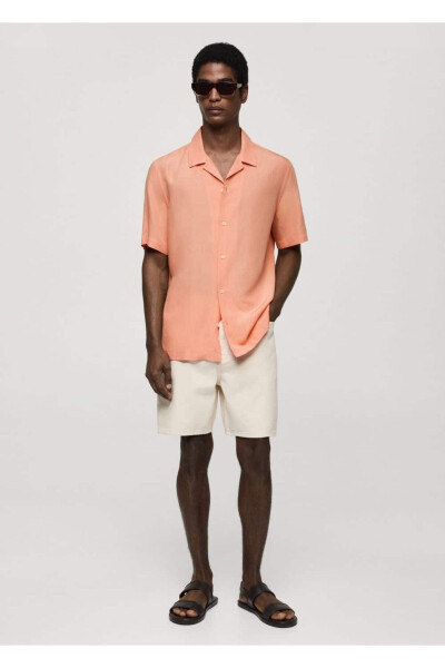 Bowling collar linen blend shirt - MANGO MAN (1)