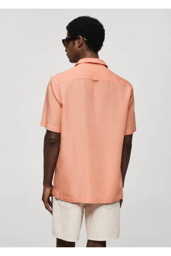 Bowling collar linen blend shirt - 4