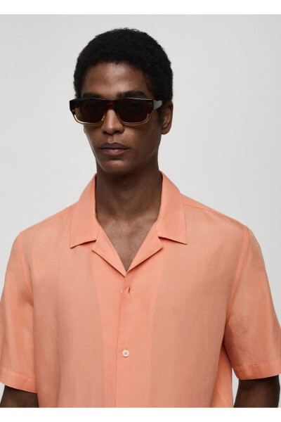 Bowling collar linen blend shirt - 5