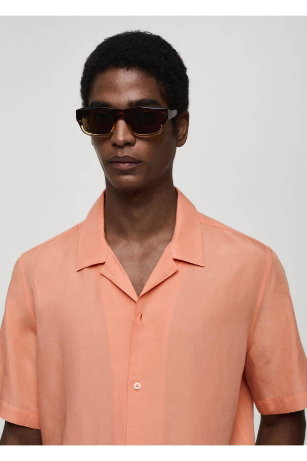 Bowling collar linen blend shirt - 5