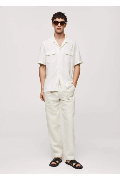 Bowling collar pocket linen shirt - MANGO MAN (1)