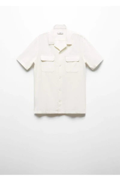 Bowling collar pocket linen shirt - 3