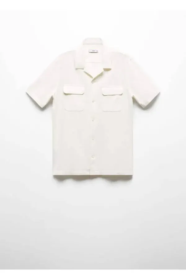 Bowling collar pocket linen shirt - 3