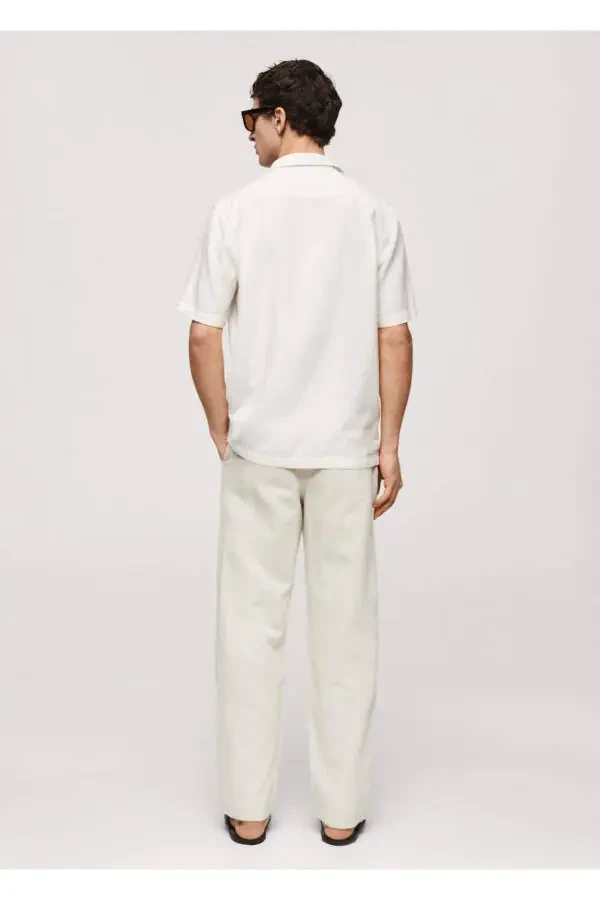 Bowling collar pocket linen shirt - 4