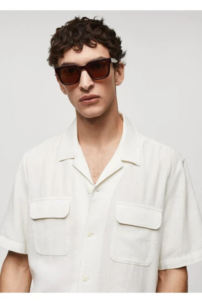 Bowling collar pocket linen shirt - 5