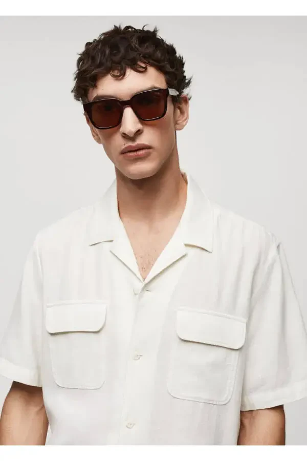 Bowling collar pocket linen shirt - 5