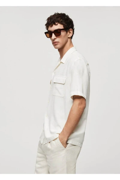 Bowling collar pocket linen shirt - 7