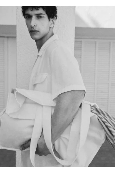 Bowling collar pocket linen shirt - 8