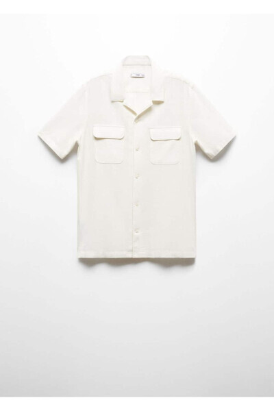 Bowling collar pocket linen shirt - 3