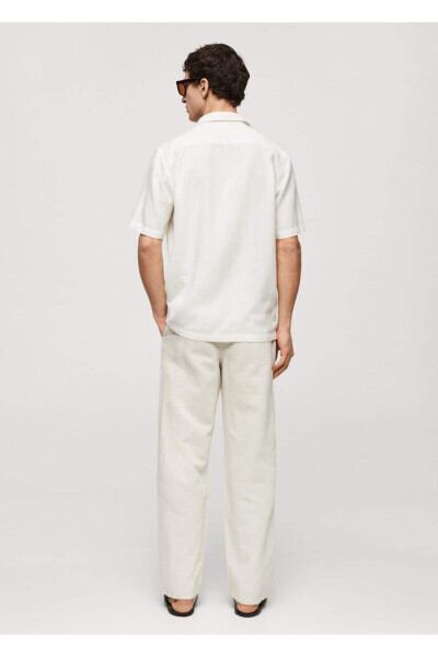 Bowling collar pocket linen shirt - 4