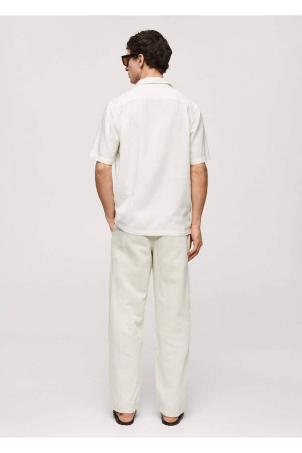 Bowling collar pocket linen shirt - 4