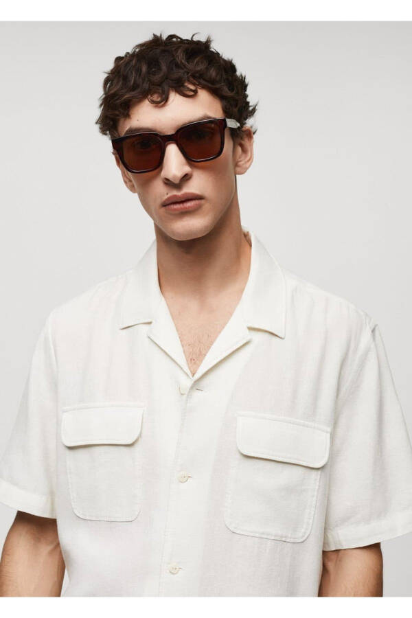 Bowling collar pocket linen shirt - 5