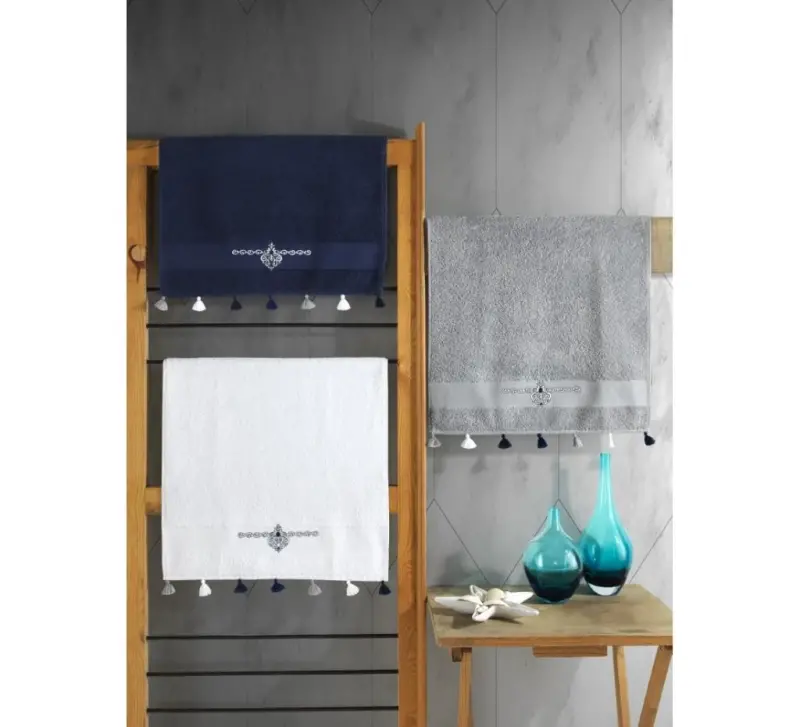 Box Fit V2 50x90 paxtali 3-don sochiq to'plami To'q ko'k/Oq/Kulrang - NEVRESIMDUNYASI
