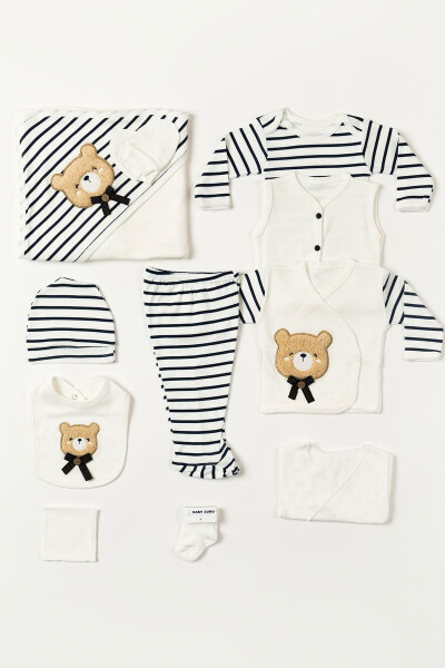 Boxed Boy - Newborn Clothes Cotton Bear 11-Piece Hospital Discharge Sets with Embroidery - 2