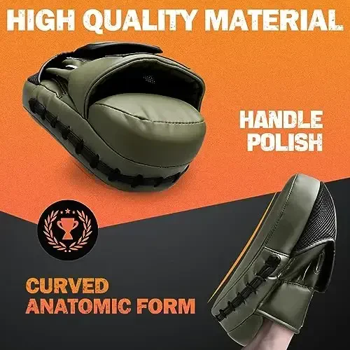 Boxing Pads for Men, Women, & Kids, Leather Focus Mitts for Martial Arts, Boxing Training, Curved Punch Mitts for Karate, Kickboxing, Muay Thai, Taekwondo - 6