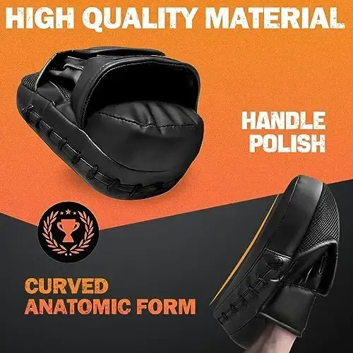 Boxing Pads for Men, Women, & Kids, Leather Focus Mitts for Martial Arts, Boxing Training, Curved Punch Mitts for Karate, Kickboxing, Muay Thai, Taekwondo - 4