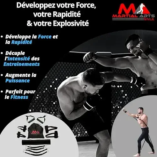 Boxing Resistance Bands for MMA Martial Arts Resistance Training at Home for Punches/Kicks, 150lbs Exercise Bands Full Body Fitness Workout to Enhance Explosive Power/Speed/Agility - 3