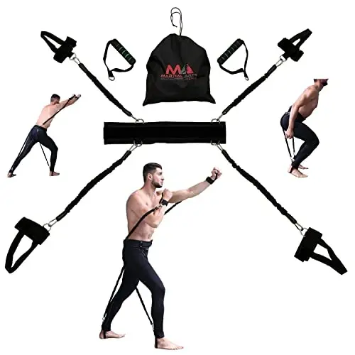 Boxing Resistance Bands for MMA Martial Arts Resistance Training at Home for Punches/Kicks, 150lbs Exercise Bands Full Body Fitness Workout to Enhance Explosive Power/Speed/Agility - MA MARTIAL ARTS STYLE (1)