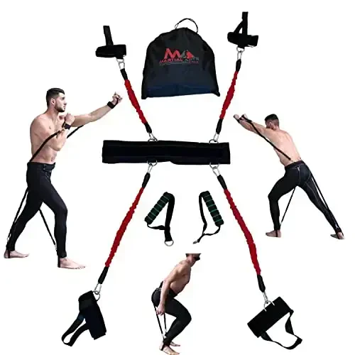 Boxing Resistance Bands for MMA Martial Arts Resistance Training at Home for Punches/Kicks, 150lbs Exercise Bands Full Body Fitness Workout to Enhance Explosive Power/Speed/Agility - MA MARTIAL ARTS STYLE (1)