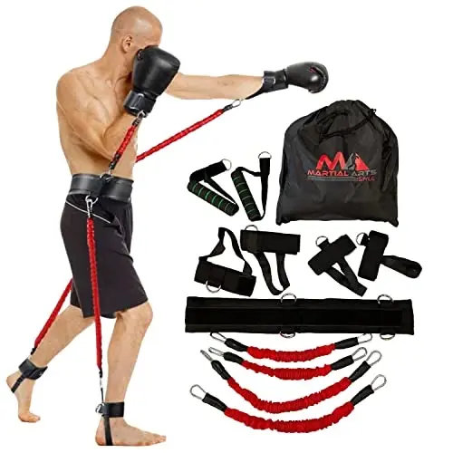 Boxing Resistance Bands for MMA Martial Arts Resistance Training at Home for Punches/Kicks, 150lbs Exercise Bands Full Body Fitness Workout to Enhance Explosive Power/Speed/Agility 