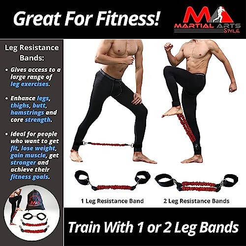 Boxing Resistance Bands for MMA Martial Arts Resistance Training at Home for Punches/Kicks, 150lbs Exercise Bands Full Body Fitness Workout to Enhance Explosive Power/Speed/Agility - 3