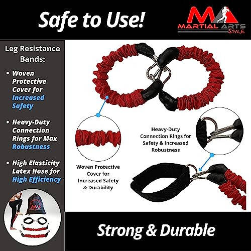 Boxing Resistance Bands for MMA Martial Arts Resistance Training at Home for Punches/Kicks, 150lbs Exercise Bands Full Body Fitness Workout to Enhance Explosive Power/Speed/Agility - 6