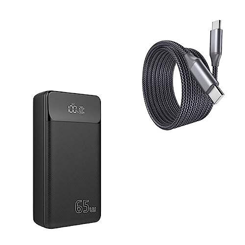 BoxWave Universal PD USB Type-C Rejuva Power Pack Bundle (65W 30000mAh), Power Delivery Power Bank Portable Adapter - Jet Black, Power Bank for Smartphones and Tablets - 1
