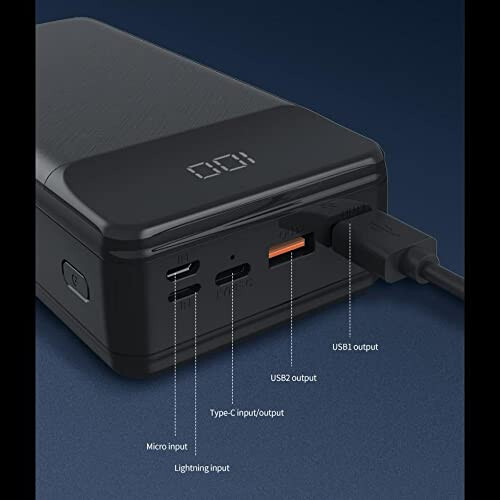 BoxWave Universal PD USB Type-C Rejuva Power Pack Bundle (65W 30000mAh), Power Delivery Power Bank Portable Adapter - Jet Black, Power Bank for Smartphones and Tablets - 3