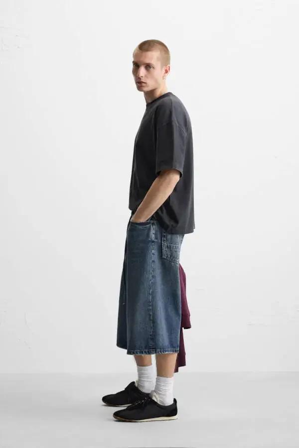 BASIC YIKANMIŞ OVERSIZE TİŞÖRT-Antrasit grisi - 3