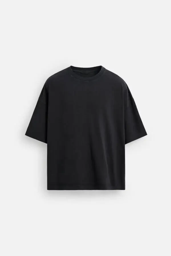 BASIC YIKANMIŞ OVERSIZE TİŞÖRT-Antrasit grisi - 6