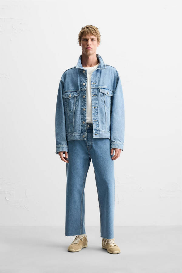 BOXY FIT DENIM JACKET - Light Blue - 1