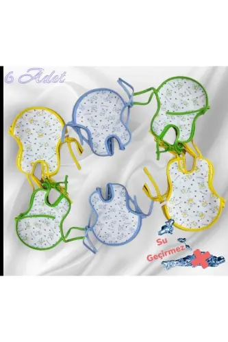 Boy Baby Bib Drool Bibs Sleeved 6-Pack Bandana Set Waterproof - 1